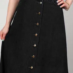 Tripursundari Fashion Buttoned A-Line Full Length Denim Skirt image 3