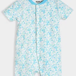 Mi Arcus Pack Of 2 Peanuts Featuring Half Sleeves Snoopy Printed Rompers - Blue & White image 5