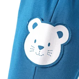 Babyoye Interlock Knit Full Length Lounge Pant with Bear Applique - Blue image 4