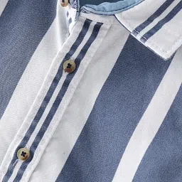 INFINITY Twill Cotton Woven Full Sleeves Indigo Striped Shirt - Blue image 5