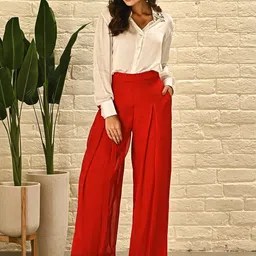 Ordinaree Catherine Solid Shirt & Trousers Set-picture-10
