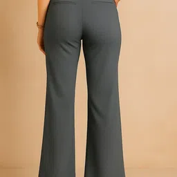 NU CLOTHS Women Relaxed High-Rise Flat-Front Bootcut Cotton Regular Trousers image 5