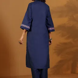 Varanga Embroidered Straight Thread Work Kurta With Trousers image 3