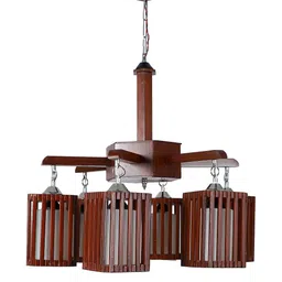 Deco Home Brown Wood Ceiling Lamp image 2