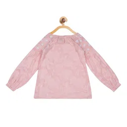 Blue Giraffe Girls Pink Self Design Top image 2