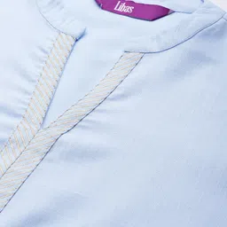 Libas Women Blue Pure Cotton Solid Kurta with Palazzos & Dupatta image 4