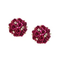 Shining Diva Fashion Pink Floral Studs image 3