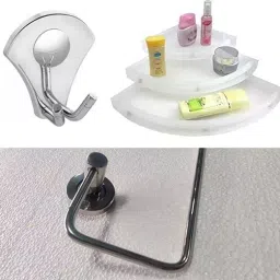 Implemental Bathroom Equipment Combo Stainless Steel & ABS Corner 8x8 inch Size (Set of 3) image 2
