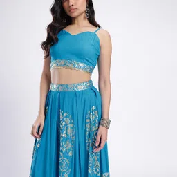 fusion by glitchez Floral Foil Printed Co-Ords-image-76