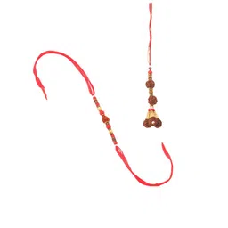 Sangria Set Of 2 Rudraksh & Beaded Bhaiya Bhabhi Rakhi with Roli Chawal Chandan & Mishri image 4