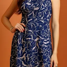 RARE Women Floral Print Crepe Sheath Midi Dress image 5