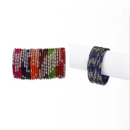 SOMIL Set Of 36 Artificial Stones Studded Ethnic Bangles-picture-22
