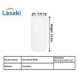 LASAKI Ayla White Textured Ceramic Flower Vase image 3