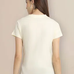 Metronaut Women Typography 3 Printed Applique T-shirt image 2