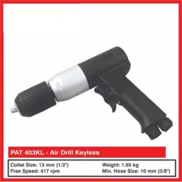 INTECO Keyless Heavy Duty Reversible Air Drill Machine 1/2 inch (13 mm) Collet Size and 417 RPM Free Speed, PAT 403KL image 2