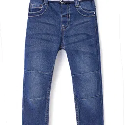 Babyhug Full Length Solid Denim Jeans - Blue-picture-16