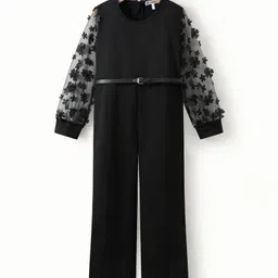 Kookie Kids Full Sleeves Jumpsuit With Floral Print - Black-image-15