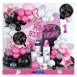 Bubble Trouble Star Theme First 1st Birthday Decoration Items For Girls Party Decoration Kit Balloon Combo Pack Of 114 Pcs Pink-picture-40