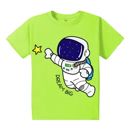 KAVEE Pure Cotton Half Sleeves Space Theme Printed Tee - Neon Green-picture-15