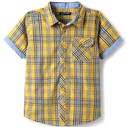Pine Kids Cotton Woven Half Sleeves Checks Shirt - Yellow-picture-24