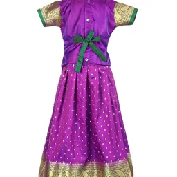 Bhartiya Paridhan Half Sleeves Choli & Lehenga Set Printed- Purple image 2