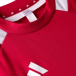 ADIDAS KIDS Knit Half Raglan Sleeves T-Shirt with Brand Logo Graphic & Tape Detailing - Red image 4