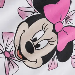 Bonfino Disney Terry Knit Drop Shoulder Full Sleeves Oversized Sweatshirt With Minnie Mouse Graphics & Badge Detailing - White image 3