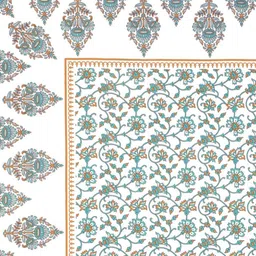 UNIBLISS White & Green Floral 144 TC Queen Bedsheet with 2 Pillow Covers image 2