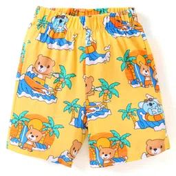 Babyhug Single Jersey Half Sleeves Shorts Set Bear Print - Yellow image 4