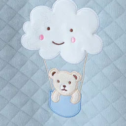 Kookie Kids Full Sleeves Peter Pan Collared Winter Wear Romper with Cloud & Bear Patch- Sky image 4