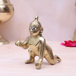 Two Moustaches Brown Laddu Gopal Krishna Idol Showpiece image 2