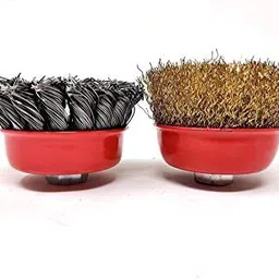 kshivi Combo of Twisted Cup Brush and Non Twisted Cup Brush With Drill Attachment Wheel Brush image 2