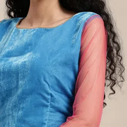 Sangria Pink Embroidered Net Saree image 3