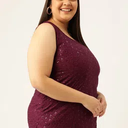 theRebelinme Women Plus Size Round Neck Sequined Top image 5