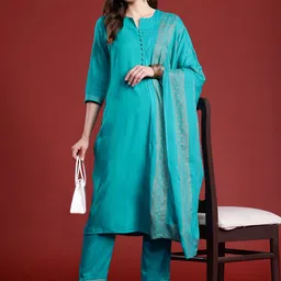 Anouk Ethnic Motifs Printed Straight Kurta Set With Dupatta-picture-25