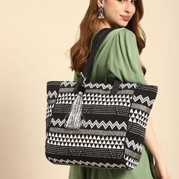 Anouk Geometric Textured Shopper Tote Bag-picture-29