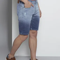 The Indian Garage Co Men Blue Slim Fit Denim Shorts-image-54