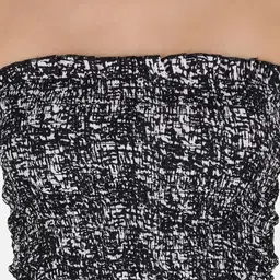 BAESD Print Off-Shoulder Smocked Crepe Tube Crop Top image 2