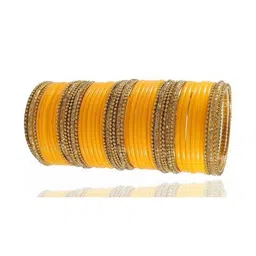 Only Offers Set Of 40 Yellow Glass Artificial Stones & Beads Bangle image 2