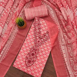 Panzora Floral Printed Embellished Cotton Unstitched Dress Material-image-76