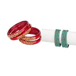 SOMIL Set Of 12 Glass Artificial Stones and Beads Bangles-picture-28