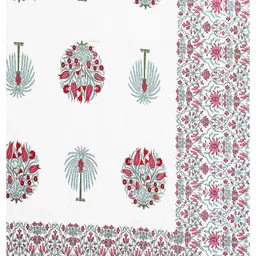 JAIPUR FABRIC White Floral Bedsheet with 2 Pillow Covers image 2