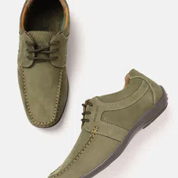 Woodland Men Nubuck Leather Driving Shoes-picture-0