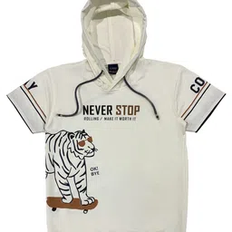 CAVIO Boys White Printed T-shirt-image-8