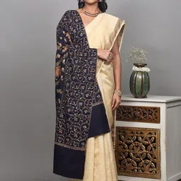 Exotic India Pure Wool Shawl With Sozni Embroidered Paisleys And Jaal Border From Kashmir image 2