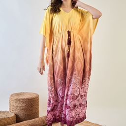 The Kaftan Company Women Ethnic Motifs Printed Maxi Kaftan Nightdress-picture-21