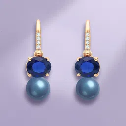 MINUTIAE Rose Gold-Plated Pearls Beaded Spherical Drop Earrings image 3