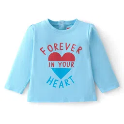 Babyhug 100% Cotton Knit Full Sleeves T-Shirt With Heart Graphics - Blue-picture-25