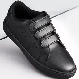 Pine Kids Velcro Closure Solid Color School Shoes - Black-picture-28