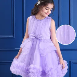 Mark & Mia Woven Sleeveless Party Dress With Bow Applique & Embroidery Detailing - Lilac-picture-25